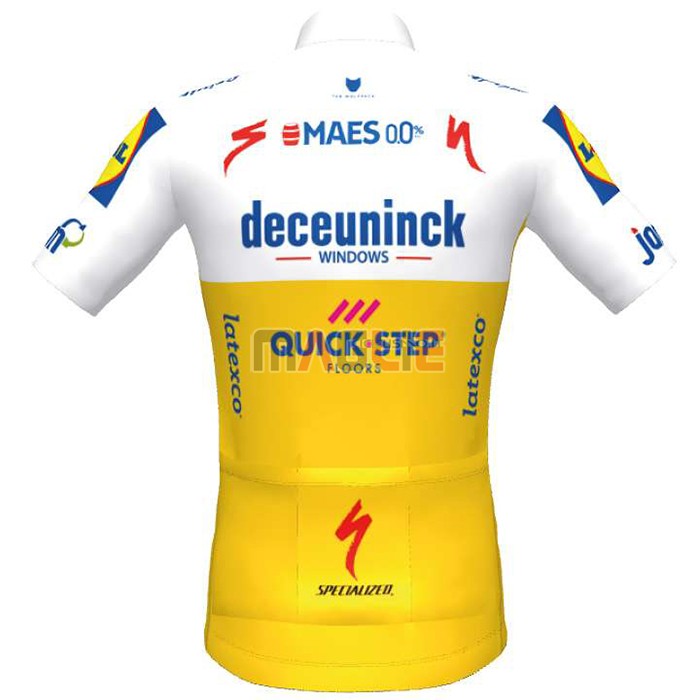 Maglia Deceuninck Quick Step Manica Corta 2020 Bianco Giallo